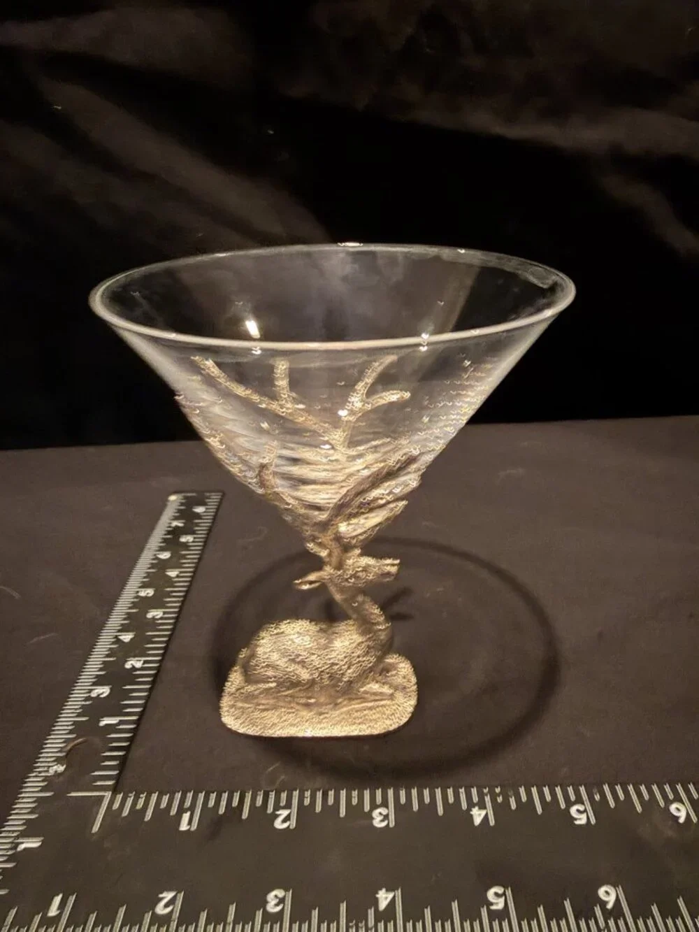 Pottery Barn Stag Martini Glass Retired Pewter Deer Elk Barware HTF Christmas